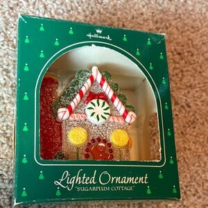 Hallmark Sugarplum Cottage Lighted Ornament - Red and Green